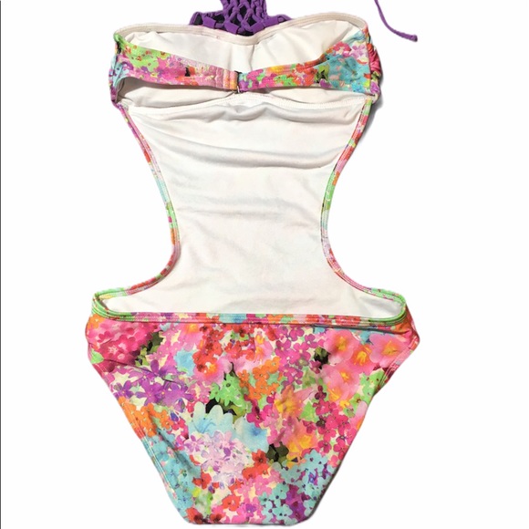RELLECIGA Lattice Neck Floral colorful Monokini - Picture 5 of 10
